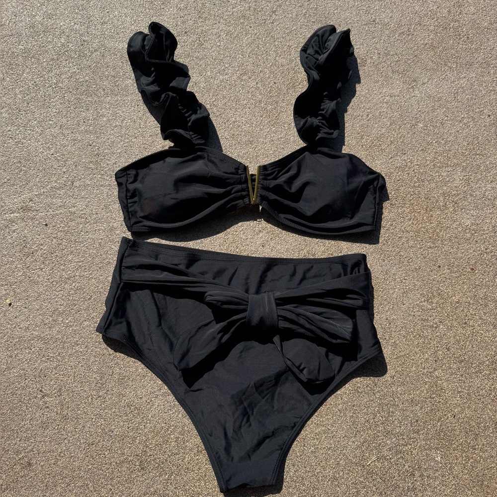 Sporlike, Black, 2-piece, Swimsuit, Size Large